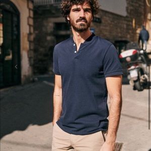 OCTOBRE men’s Polo. Navy. XL. Teddy Collar.